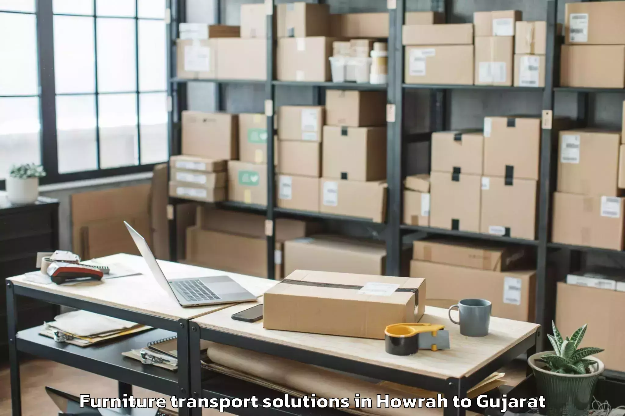 Affordable Howrah to Ahmadabad City Furniture Transport Solutions